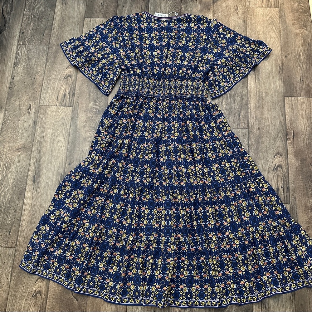 Max Studio Maxi Floral Beach Cottage Boho Dress Blue Multicolor Sz 3X $188 - Picture 9 of 10